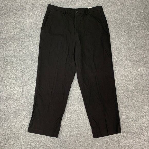 Apt. 9 Dress Pant Mens 36 Black Flat Front High Rise Rayon Blend Stretch Travel - Picture 2 of 16